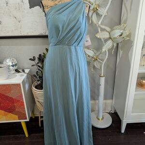Birdy Grey One-Shoulder Dress in Soft Blue